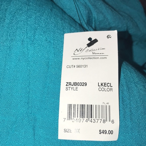 NY Collection Woman Top, Teal, Sz 3X, NWT! - Picture 11 of 11